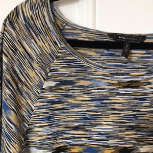 BCBGMaxAzria dress in navy/gold combo, size L.